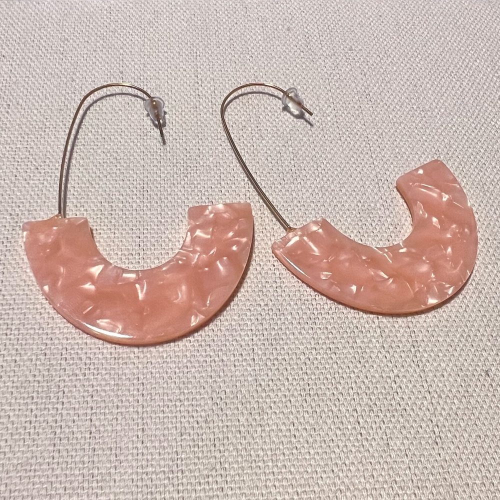 Acrylic Pink Drop Hoop Earrings
